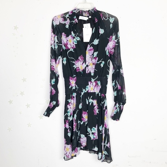 A.L.C Hollis silk floral long sleeve dress - Picture 13 of 14